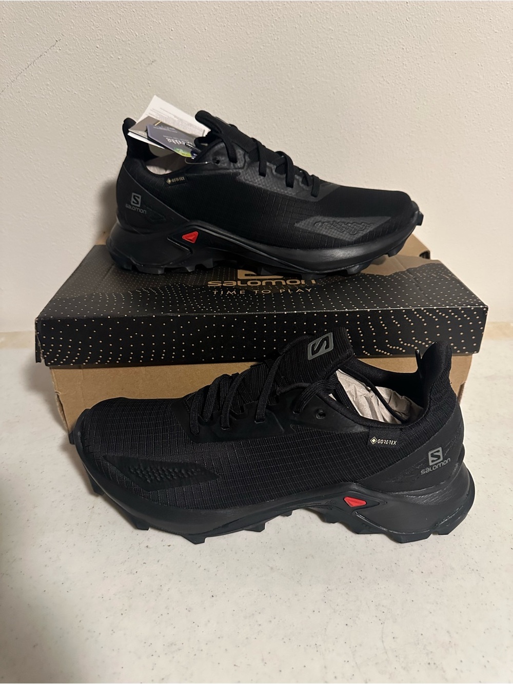 Salomon Alphacross Blast GTX Gore-Tex Trail Shoes Black Women’s 8 New